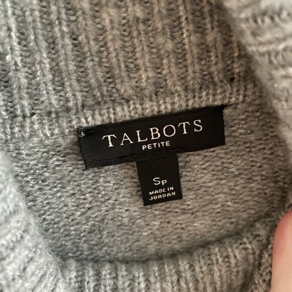 Talbots Women SP Gray Pink Heathered Fireside Stripe Pullover Turtleneck Sweater - Picture 5 of 8